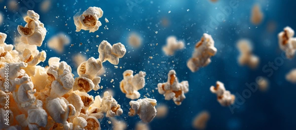 Obraz Popcorn against a blue background