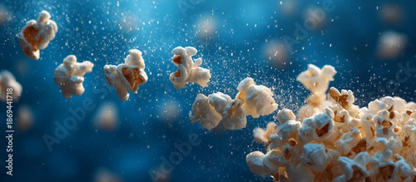 Obraz Popcorn against a blue background