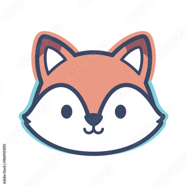 Obraz Cute Cartoon Fox Face Vector Illustration