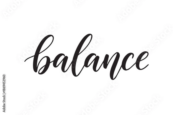 Obraz Black cursive balance text vector illustration on transparent background