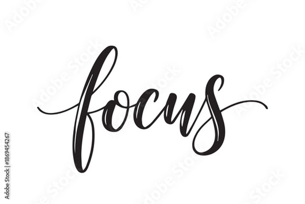 Fototapeta Elegant black cursive focus text, vector illustration on transparent background