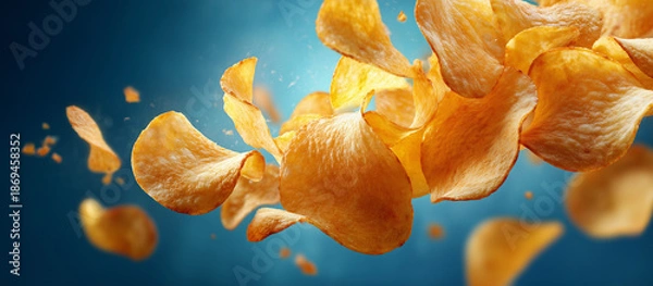 Obraz potato chips with blue background