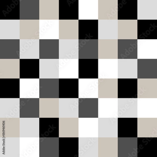 Obraz 北欧風グリッドパターン（モノトーン）ー 北欧風モノトーンの格子柄。デザインペーパー、マスキングテープ、マスキングシールブック、フレークシール、クリアファイル、手帳デコ素材、ノート表紙、ハンカチ、箸、マグカップ、皿、キッチンクロス、キッチン雑貨、ポーチ等に最適。