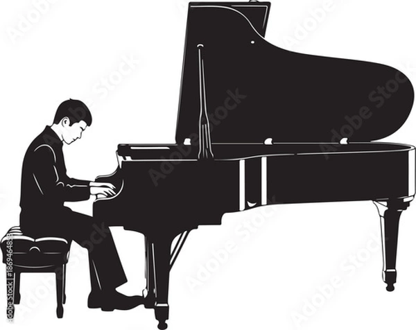 Fototapeta Piano Player Silhouette Vector Bundle