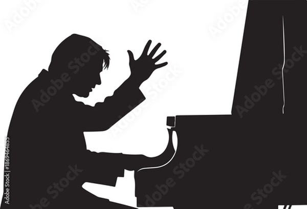 Obraz Piano Player Silhouette Vector Bundle