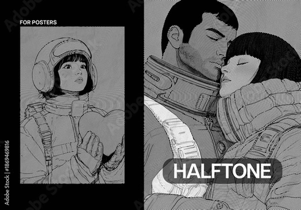 Obraz Circle Halftone Poster Effect Mockup