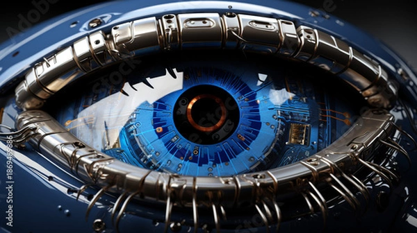 Obraz Occhio blu. Intellingenza artificiale. 