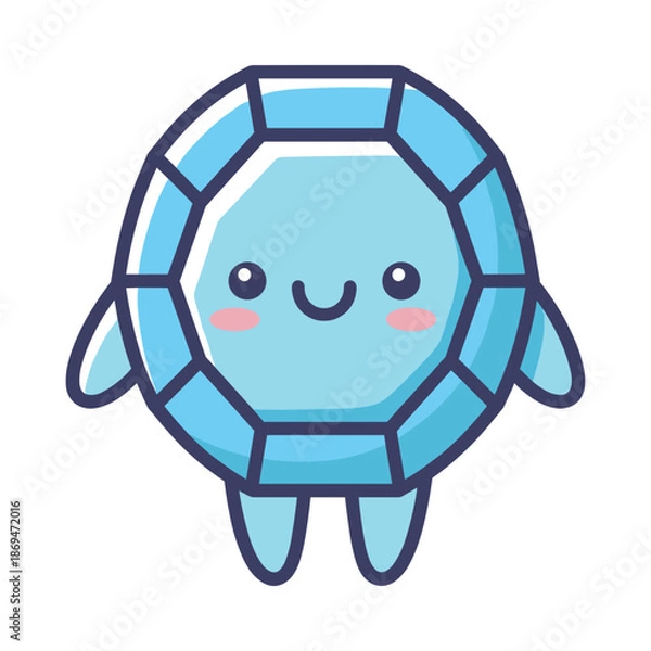 Obraz Adorable Cartoon Turtle Vector Illustration