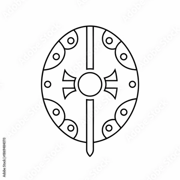 Fototapeta Ancient Shield Vector Outline Design