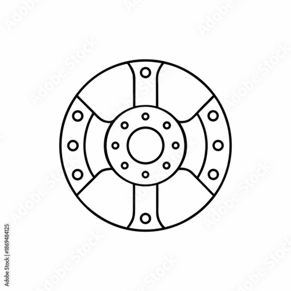 Fototapeta Ancient Shield Vector Outline Design