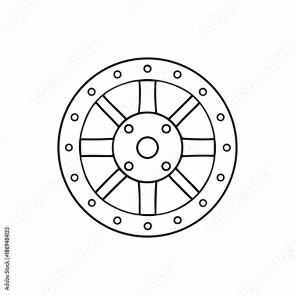Fototapeta Ancient Shield Vector Outline Design