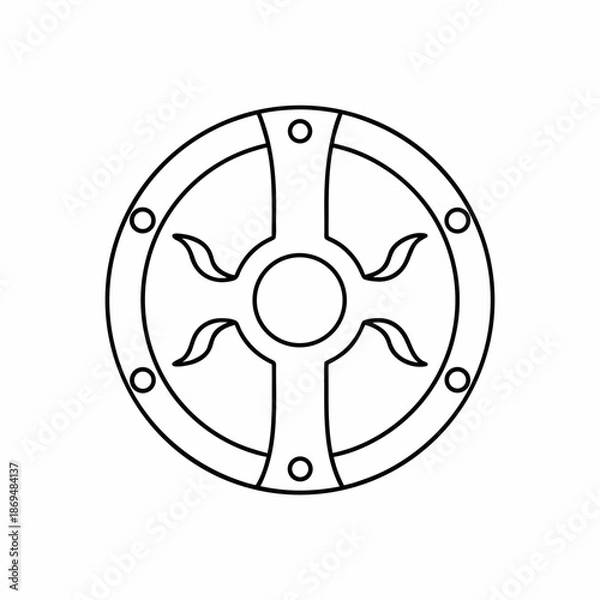 Fototapeta Ancient Shield Vector Outline Design