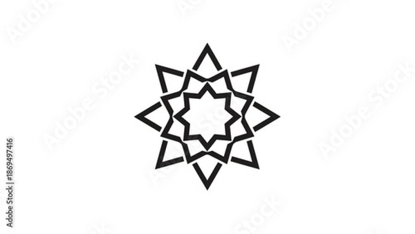 Obraz Black Geometric Star Shape Isolated on White Background