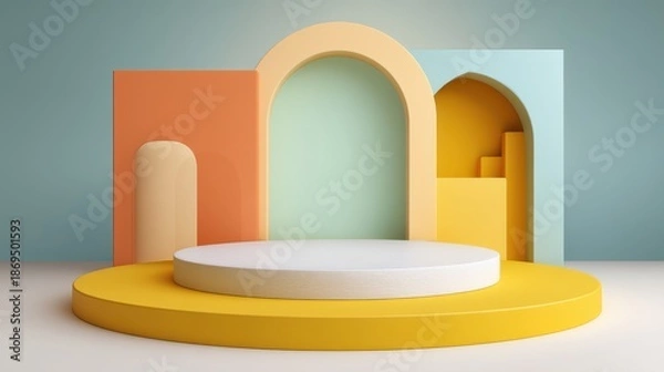 Obraz Abstract geometric stage with arch shapes