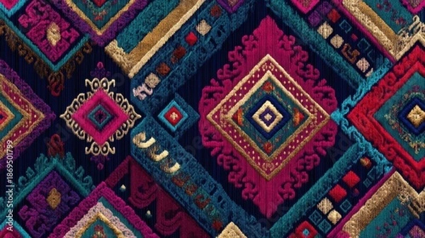 Obraz Colorful Patterned Textile Design Fabric Art