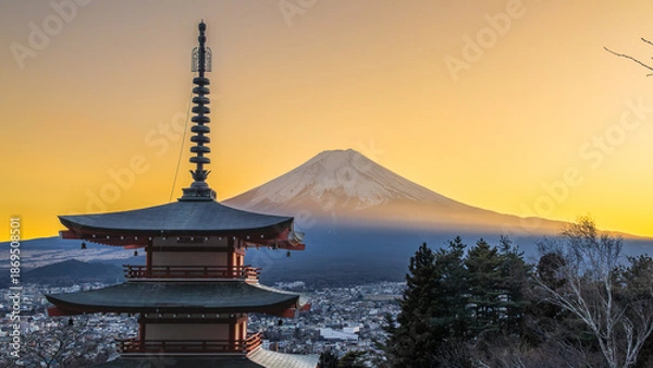 Obraz 新倉山浅間公園の日の入り