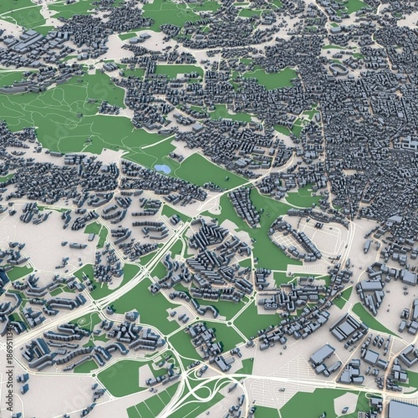 Obraz Catania City Italy 3D Rendering Map