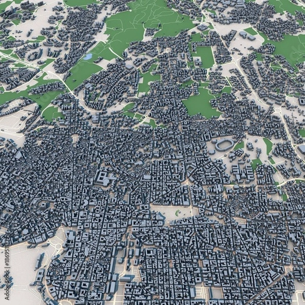 Obraz Catania City Italy 3D Rendering Map