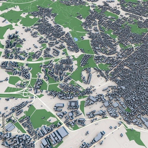 Obraz Catania City Italy 3D Rendering Map