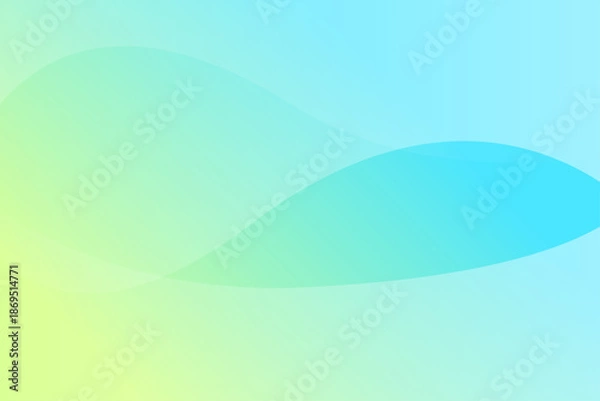 Obraz 黄緑のグラデーションと曲線が重なる抽象的で爽やかな背景素材