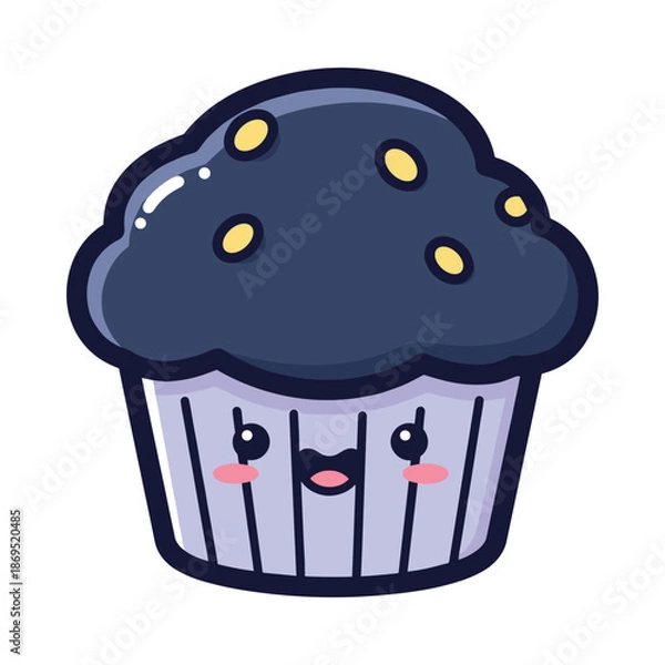 Obraz Cute Cartoon Cupcake Illustration