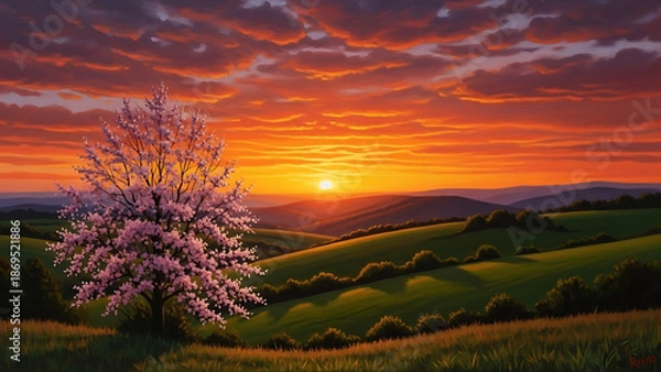 Obraz sunset in the mountains