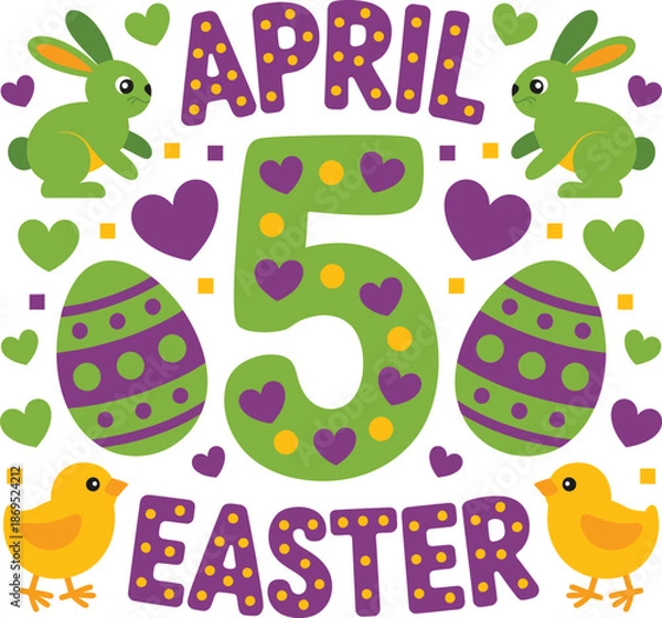 Obraz APRIL 5 EASTER Easter t-shirt vector design 