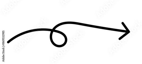 Obraz Black curved arrow with loop showing process flow, movement and navigation concept