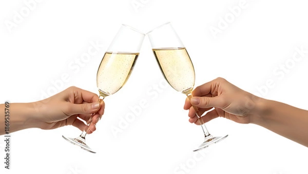 Obraz Two hands clinking wine glasses