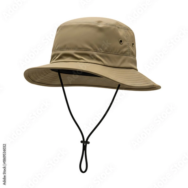Obraz Beige Bucket Hat with Chin Strap