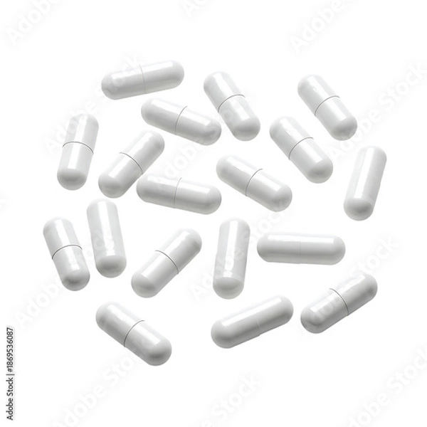 Obraz Scattered White Capsules on Checkered Background