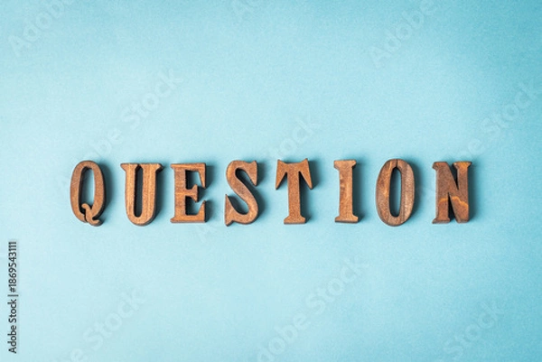 Obraz 水色の紙に置かれたquestionのオブジェ