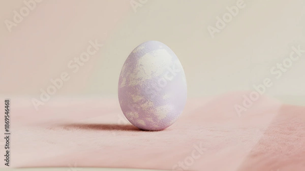 Obraz Happy easter sunday white easter egg decoration on pink background