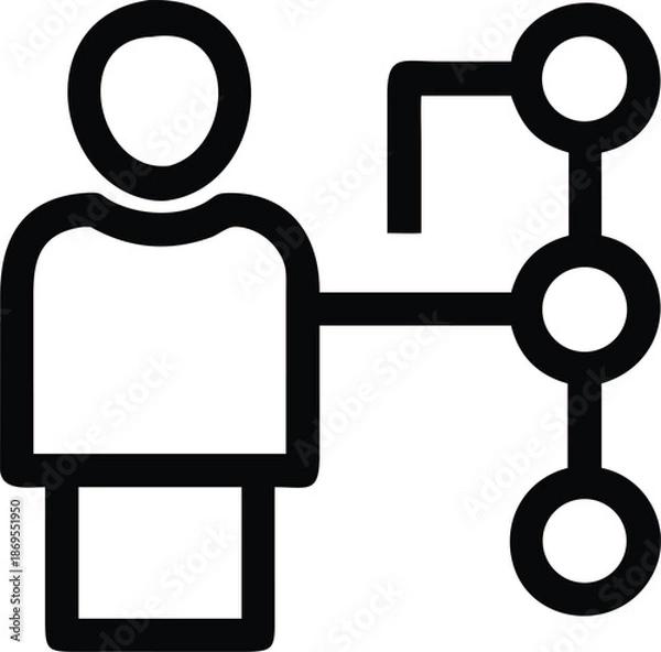 Obraz Solid Black AI Assisted Workflow Silhouette Business Process Icon