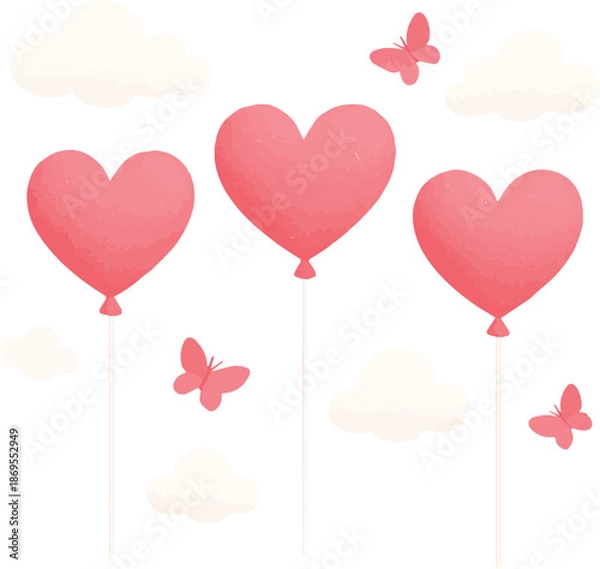 Obraz Heart Balloons in the Clouds