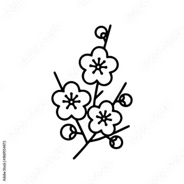 Obraz シンプルな梅の線画アイコン
