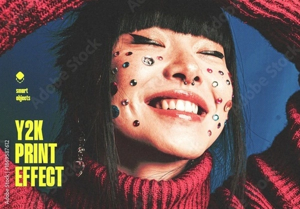 Obraz Y2k Print Effect Mockup