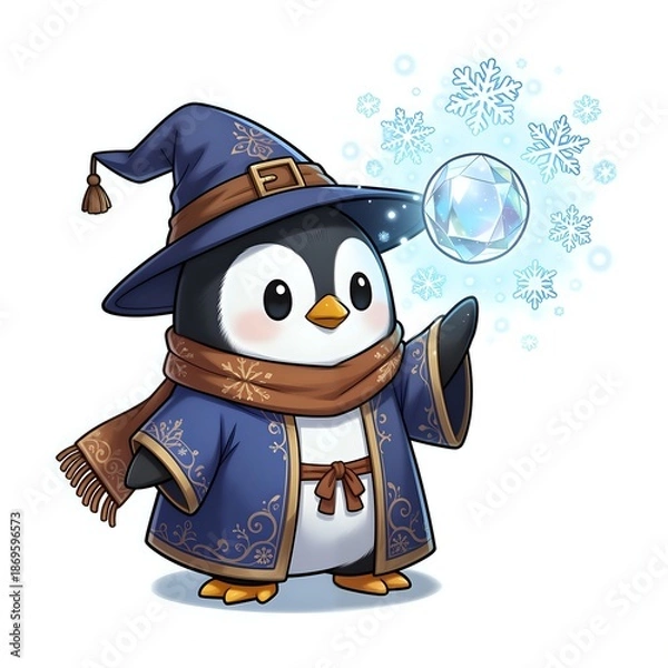 Obraz A magical penguin casting winter spells