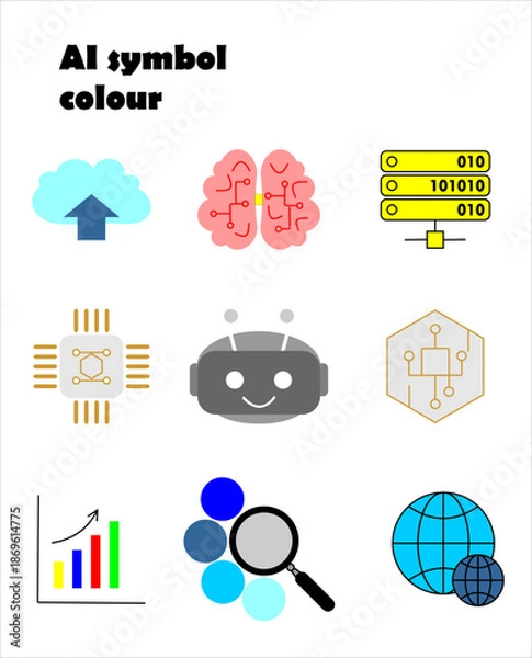 Fototapeta Colorful Artificial Intelligence and Machine Learning Icon Collection