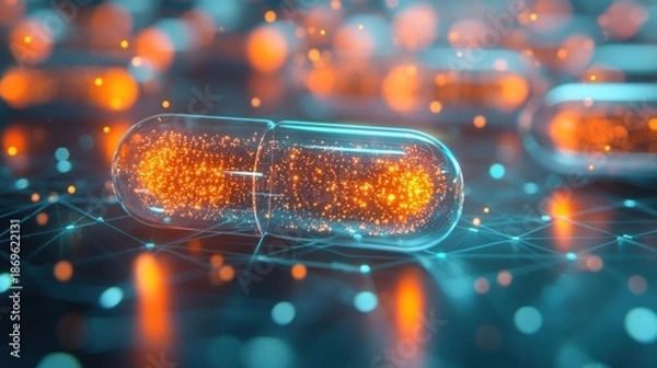 Obraz Transparent capsule with glowing particles