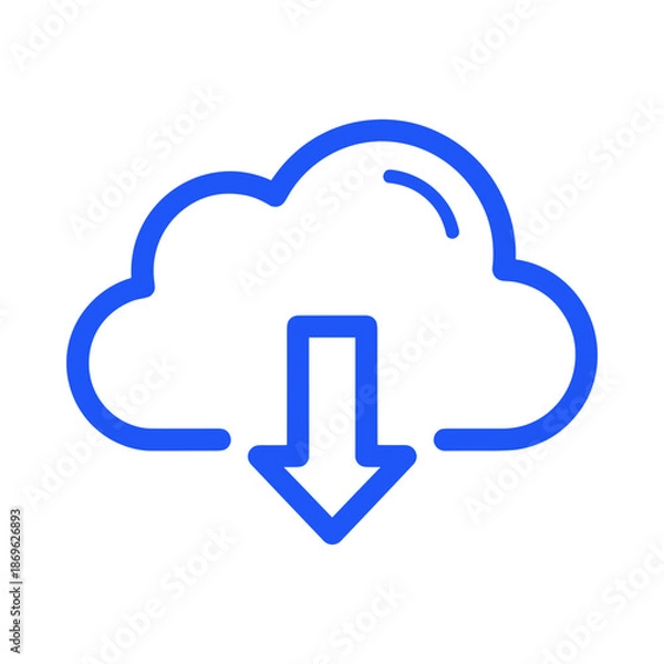 Obraz Blue Cloud Download Icon Vector 