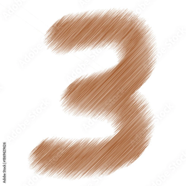 Obraz Brown Number Three Handdrawn Sketch Effect