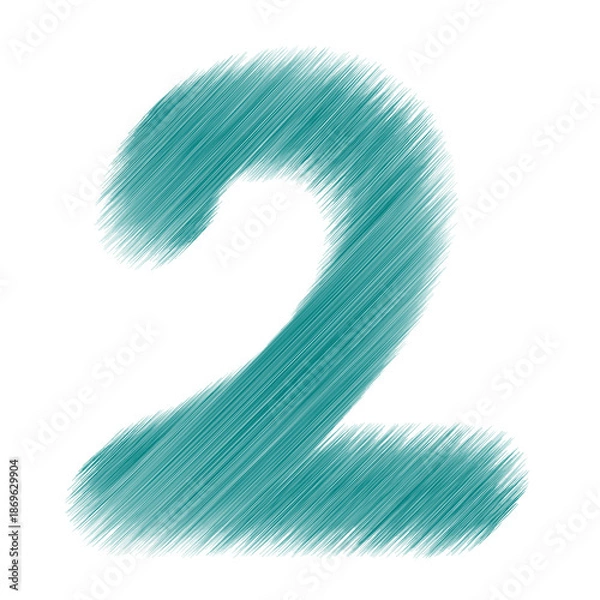Obraz Teal Number Two Handdrawn Sketch Effect