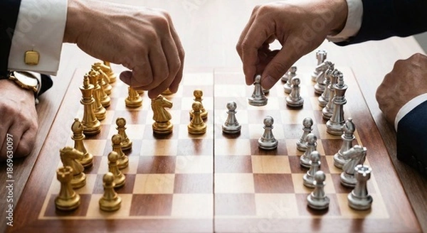 Obraz Men playing chess in competition