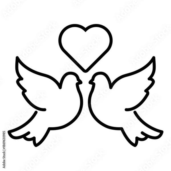 Obraz Valentines Day Pigeons Icon