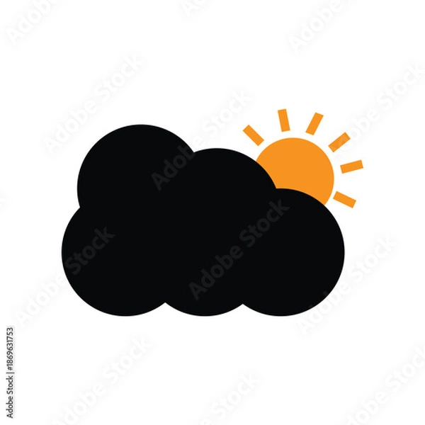 Obraz cloud and sun  logo icon illustration flat