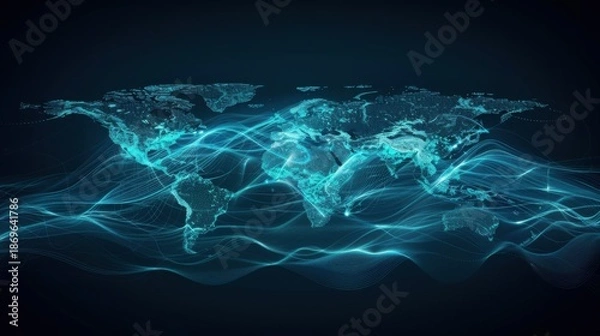 Obraz Global Shipping Abstract World Map Lines 