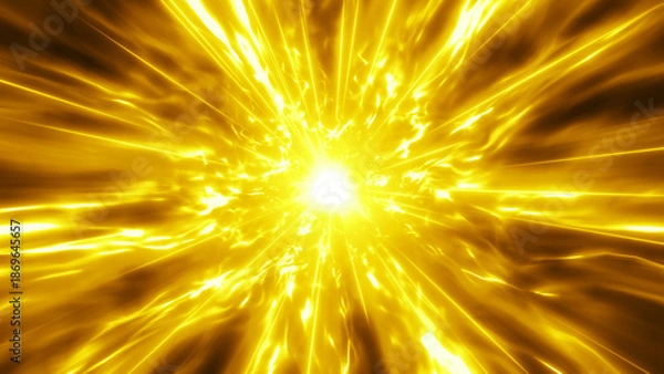 Fototapeta 金色の炎の集中線のエフェクト背景