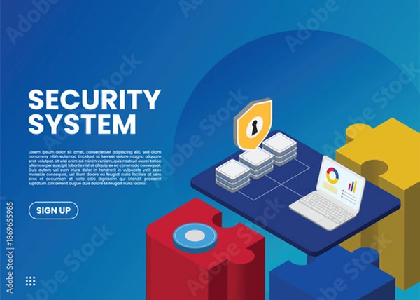 Fototapeta Data security isometric vector illustration.