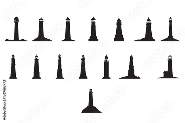 Obraz Lighthouse Silhouettes Collection tower beacon